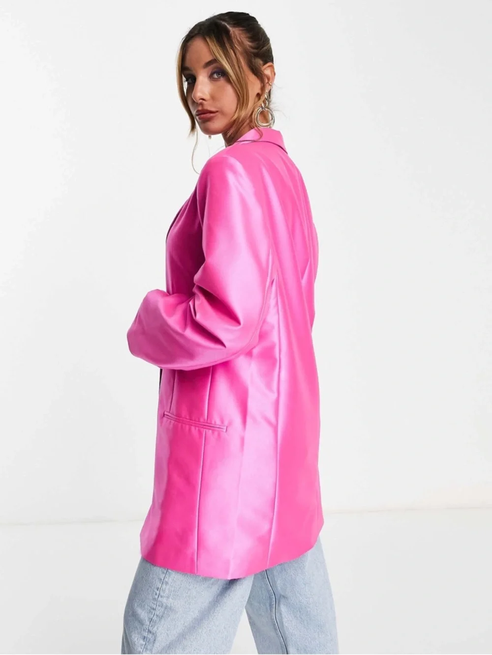 ASOS Design Ultimate Oversized Grandad Blazer in Hot Pink‎ Size 2